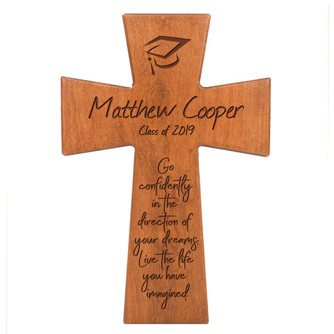 LifeSong Milestones Personalized 7x11 Graduation Cross Gift For Graduate - Go Confidently