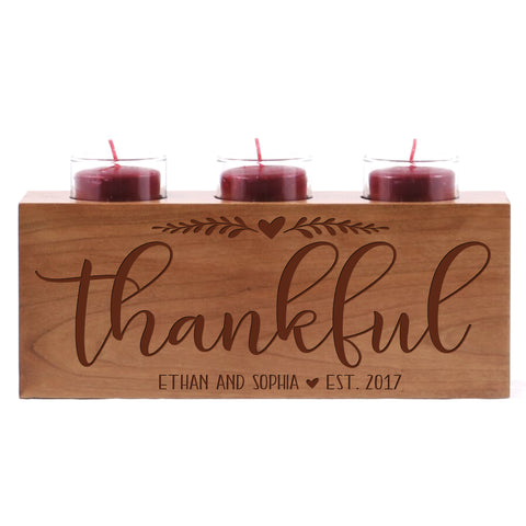 Personalized Everyday Cherry Candle Holder - Thankful
