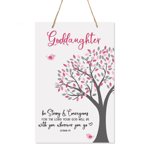 LifeSong Milestones Wooden Rope Sign for Goddaughter