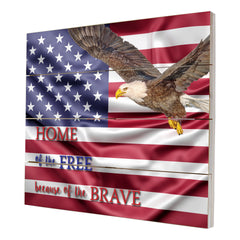 American Flag Pallet Sign - Home of the free because of the brave