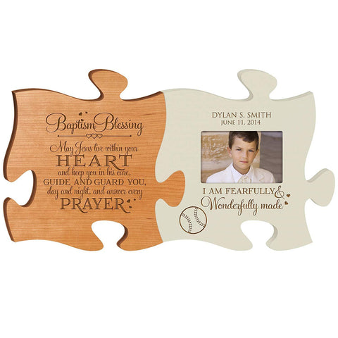 LifeSong Milestones Personalized Baptism Puzzle Piece Picture Frame