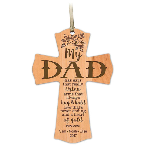 LifeSong Milestones Personalized Wooden Family Cross Ornaments - Family Members