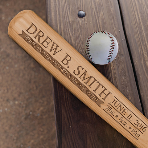 Personalized Unique Baby Announcement Décor Baseball Bat