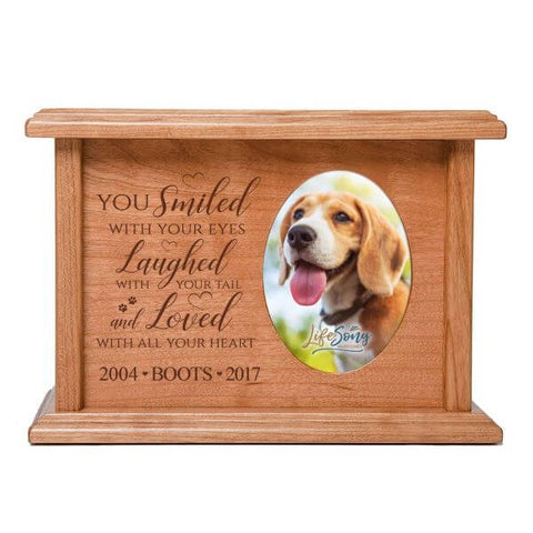 Lifesong Milestones Pet Memorial Picture Cremation Urn Box for Dog or Cat - You Smiled With Your Eyes