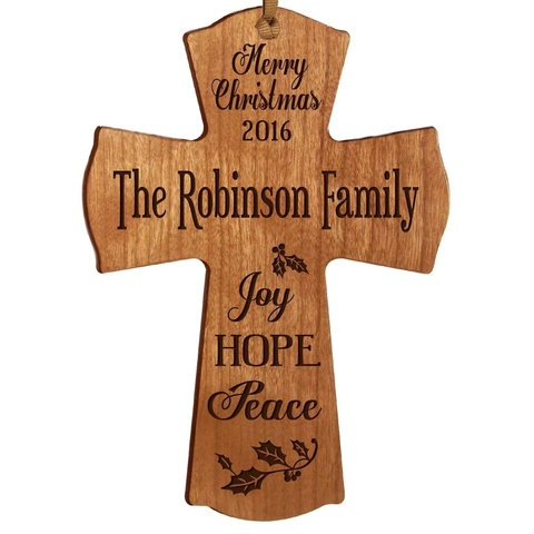 LifeSong Milestones Custom family name Christmas cross ornament