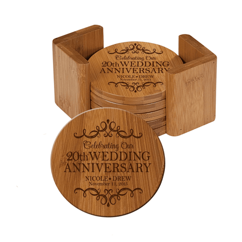 Lifesong Milestones Personalized Anniversary Bamboo 6pc Coaster Set