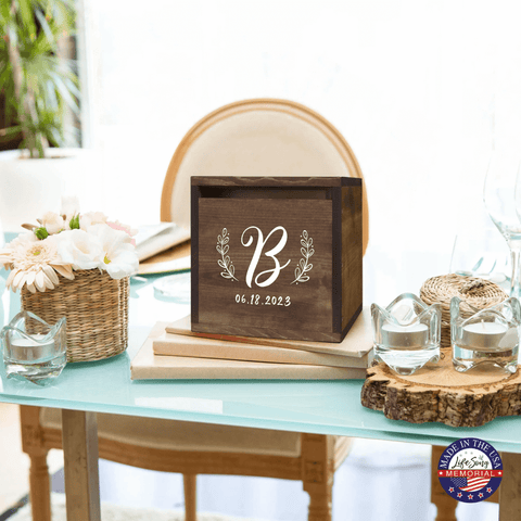 LifeSong Milestones Elegant and Durable Pine Wood Wedding Card Box (Family Name Initial 2)