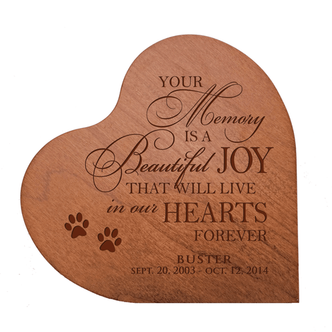 LifeSong Milestones - Personalized Small Heart Cremation Urn Keepsake For Pet Ashes - Your Memory Is A Beautiful Joy