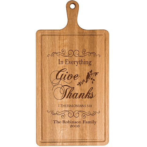 LifeSong Milestones Personalized Cherry Cutting Board - Give Thanks