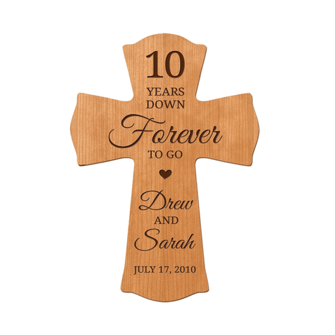 LifeSong Milestones Personalized Wall Cross Gifts for 10th Wedding Anniversary - 10 Years Down