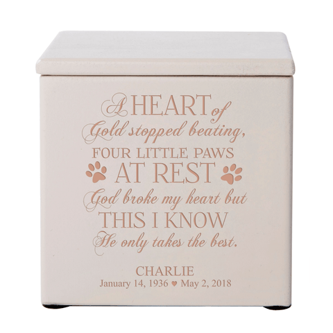 LifeSong Milestones Pet Memorial Keepsake Cremation Urn Box for Dog or Cat - A Heart of Gold