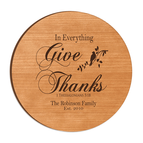 LifeSong Milestones LifeSong Milestones Personalized Wood Lazy Susan Turntable Everyday Design and Family Ideas 12 Inch Custom Engraved Decorative Serving CenterpiecePersonalized Family and Everyday Lazy Susan - In Everything Give Thanks Personalized Family and Everyday Lazy Susan - In Everything Give Thanks