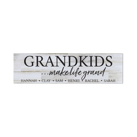 LifeSong Milestones Custom Inspirational Wooden Wall Plaque For Grandparents 22.5” x 6” - Grandkids Makes Life Grand