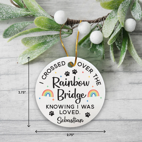 LifeSong Milestones Personalized Pet Memorial “Rainbow Bridge” Ceramic Round Ornament Bereavement Sympathy Gift For The Loss Of Pet