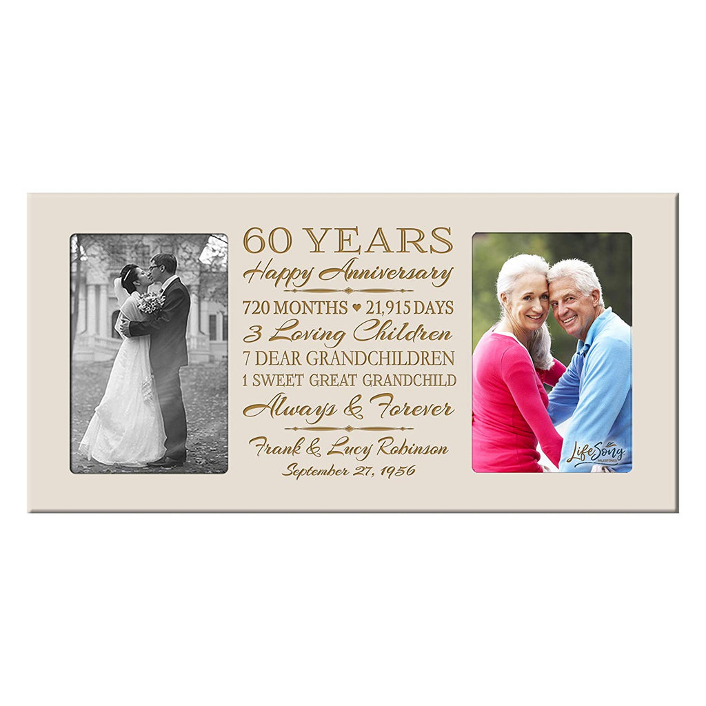 Personalized 60th Year  Anniversary  Double Photo Frame 