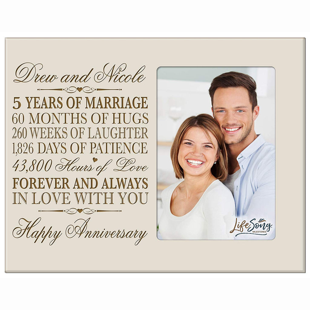 Personalized five  year  anniversary  picture frame wedding  
