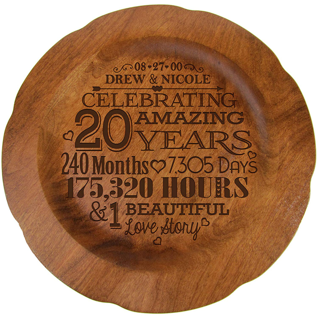 Personalized 20th Wedding Anniversary Plate Gift
