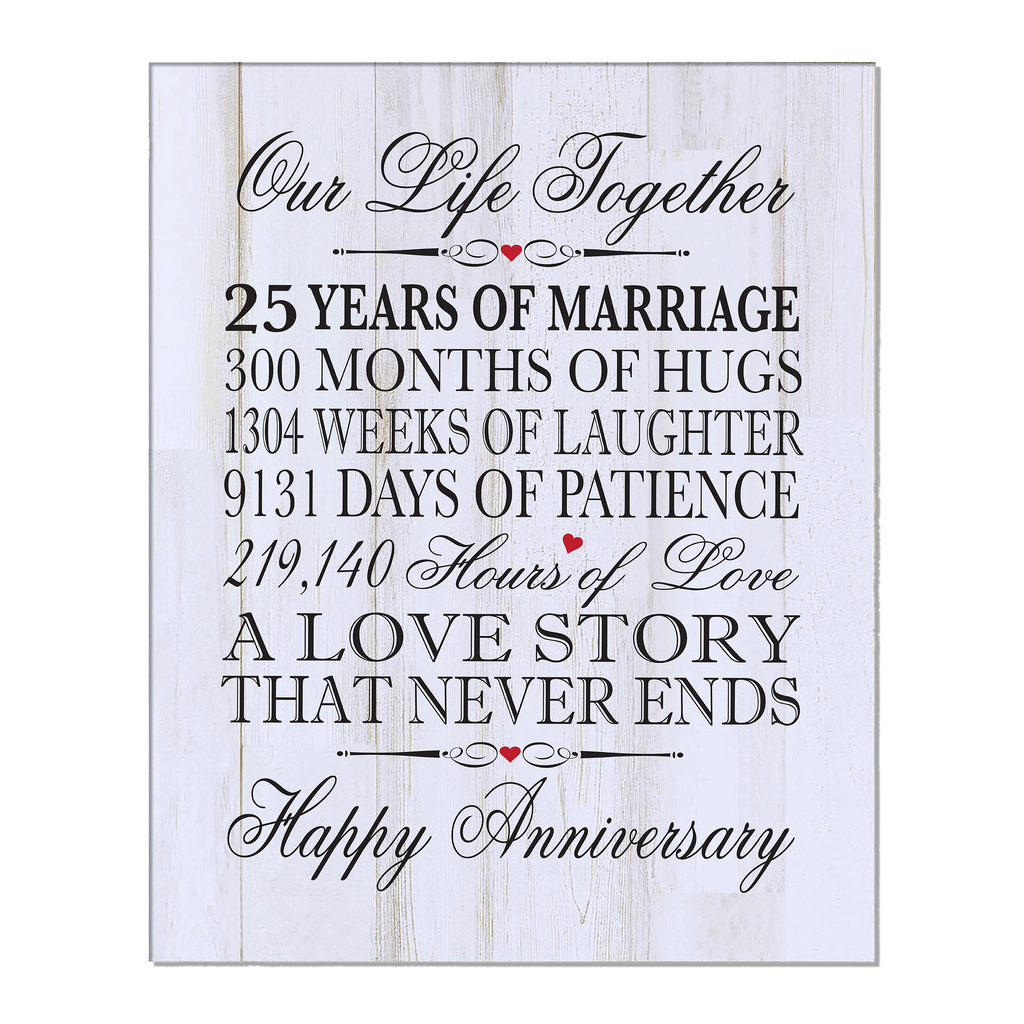 Twenty Five Anniversary  Gift Ideas For Him Her Couple Wall 