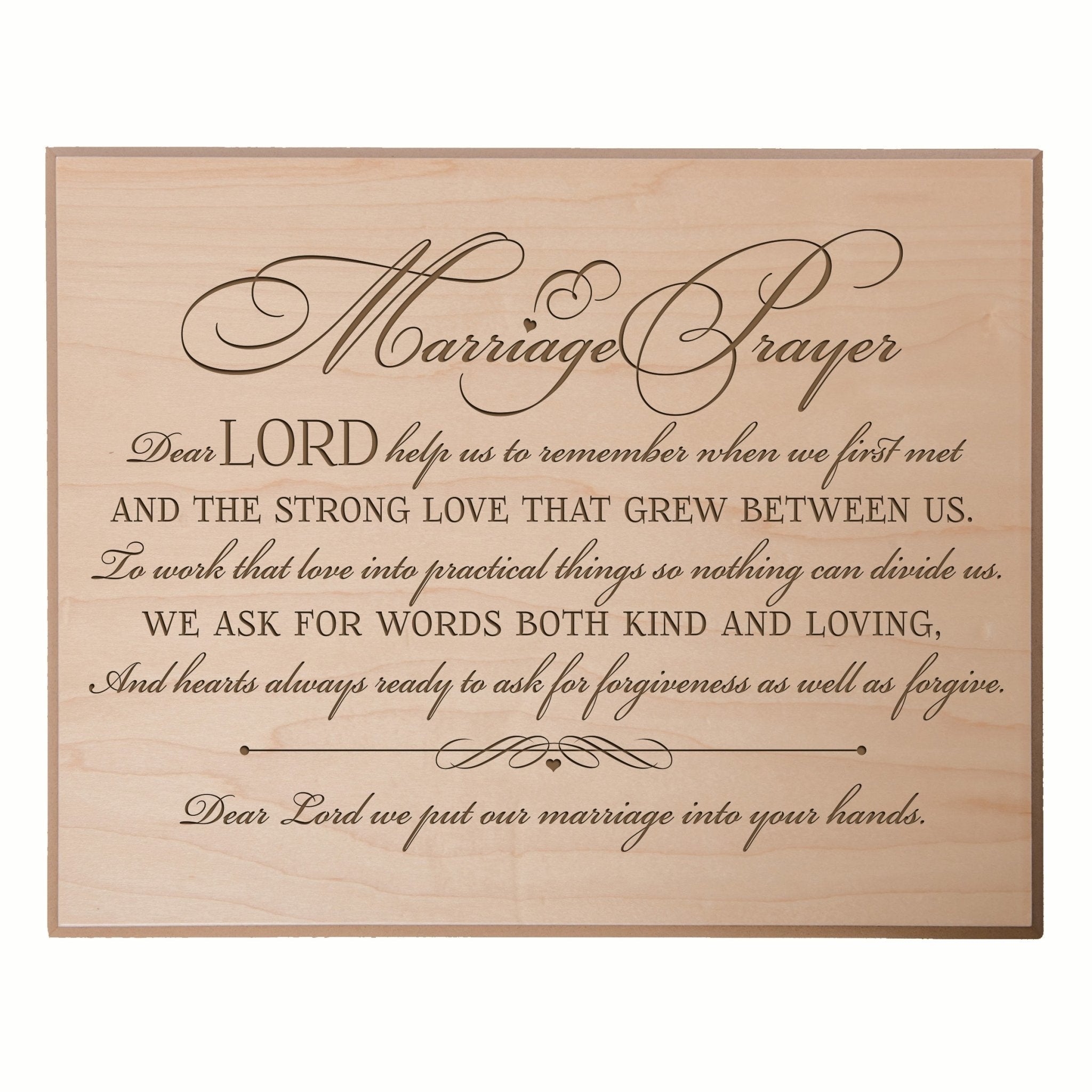 A Marriage Prayer Engraved 12x15 Plaque Fancy Script Lifesong