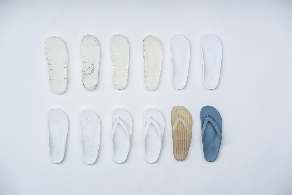 Flip-flop shoe design process with prototypes