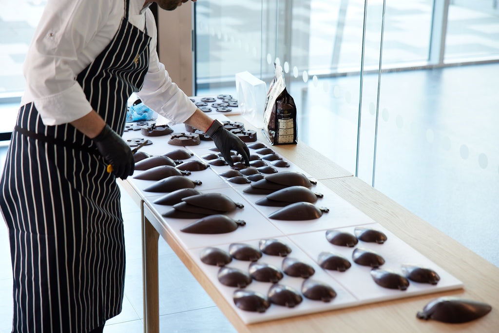 Philip Khoury preparing chocolate flowers made with the Mayku Multiplier