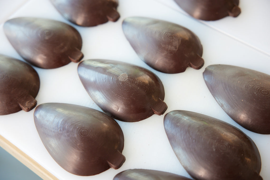 Chocolate flower petals made using Mayku Multiplier molds