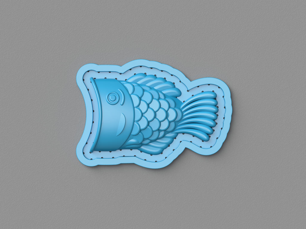 Vacuum-formed two-part chocolate mold: Taiyaki fish (side A)