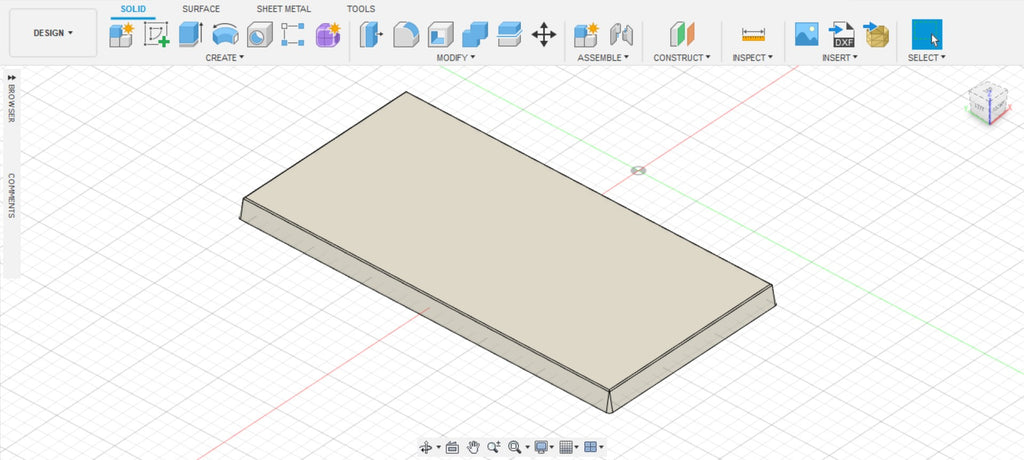 Custom chocolate bar mold basic shape in Autodesk Fusion 360