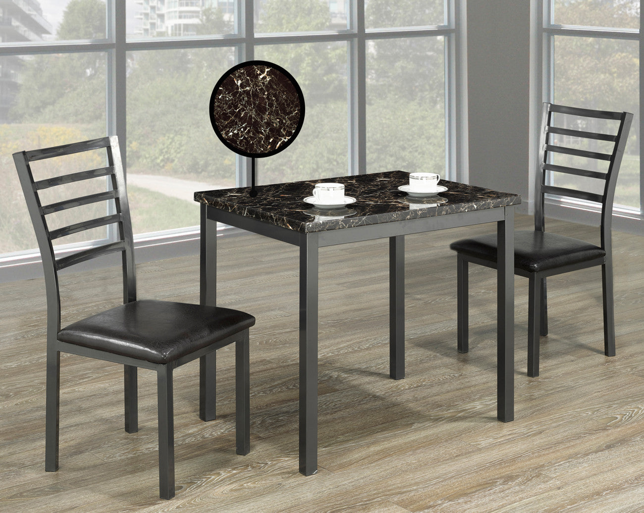 Pecos 3pc Faux Marble Dinette Set