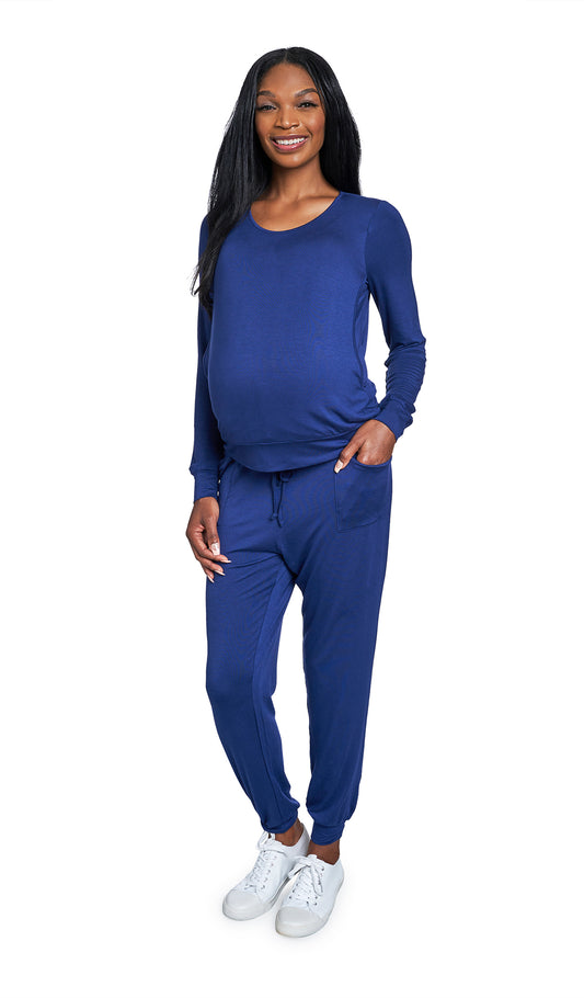 Maternity jumpsuit with nursing access