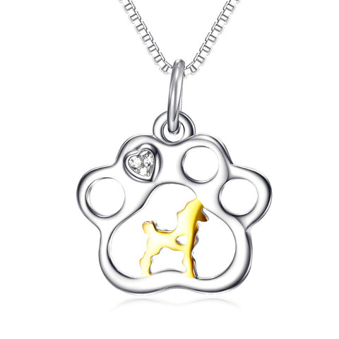 Limited Edition Pure Silver & Gold Dog Paw Necklace