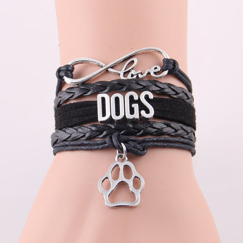 Infinity Love Dogs Paw Charm Bracelet