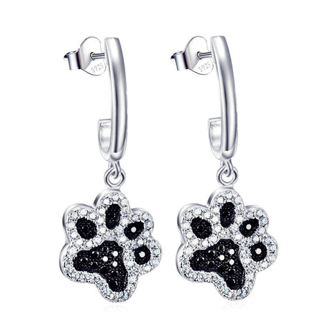 Midir&Etain Dog Earrings with A Girl 925 Sterling Silver Cute Animal Dog  Stud Earrings Blue Heart Crystal Women's Dog Jewelry Gifts for Women Girls