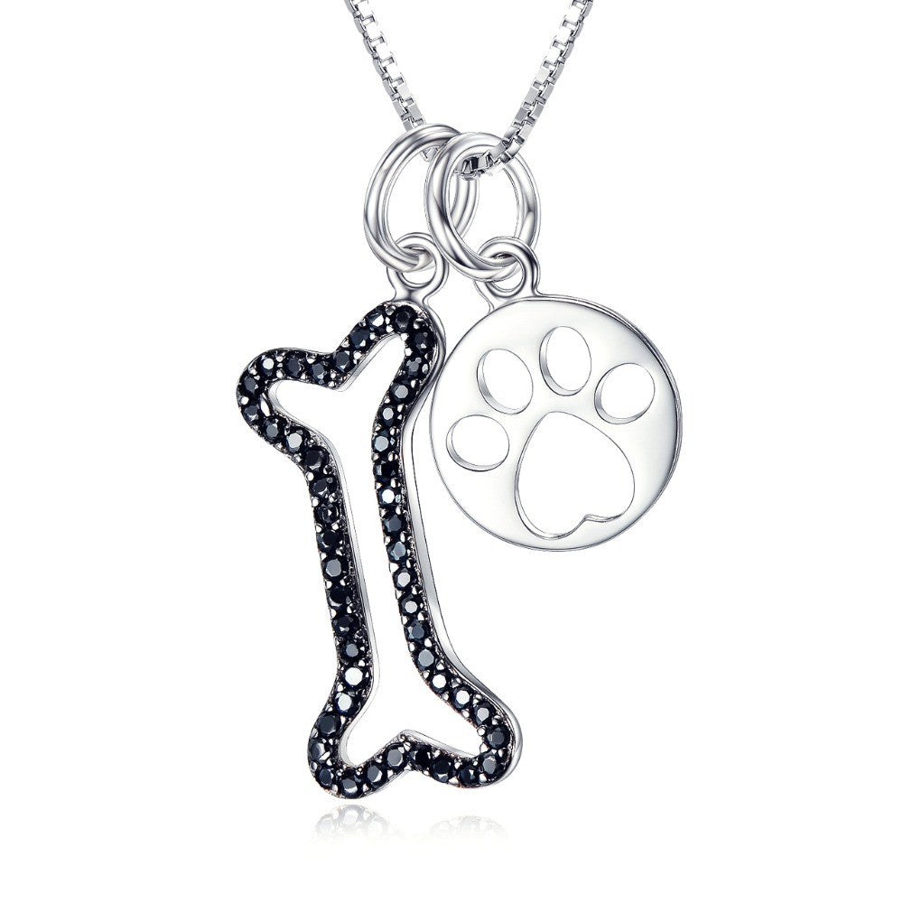 dog paw necklace silver
