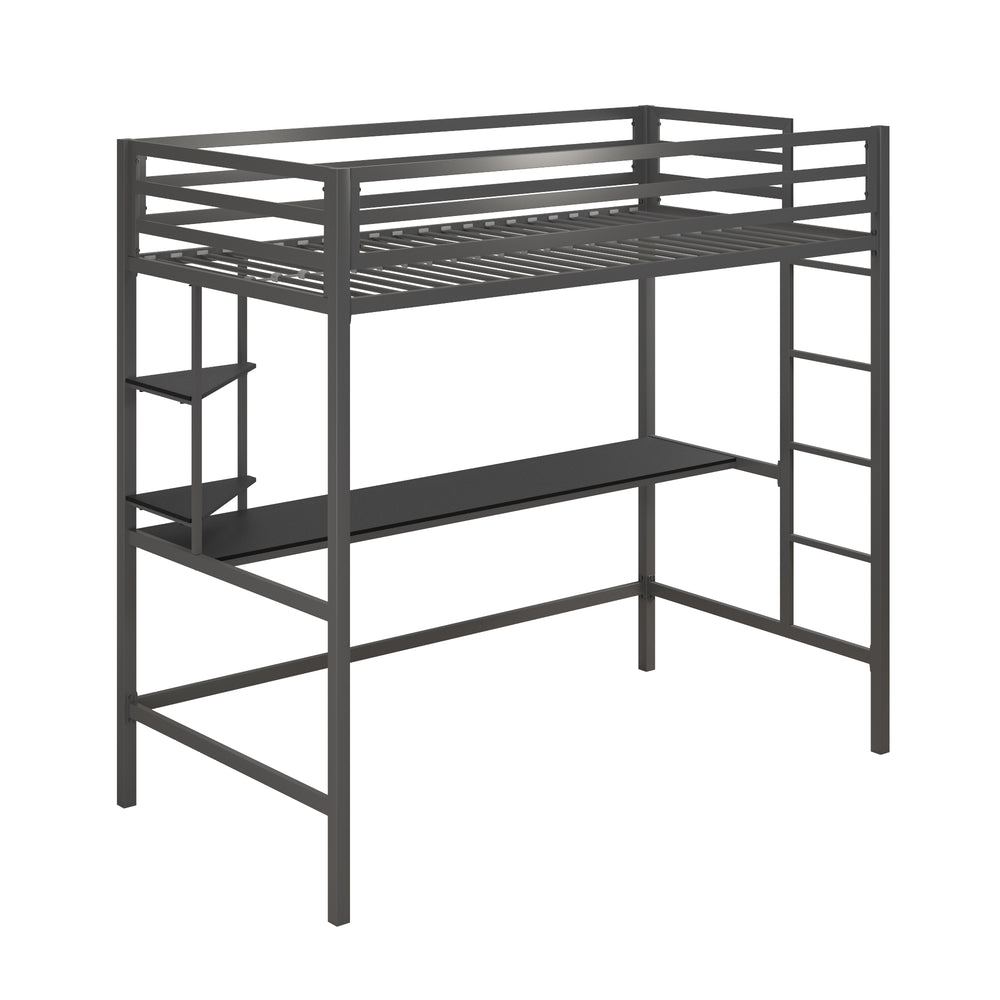 metal loft bunk bed with desk
