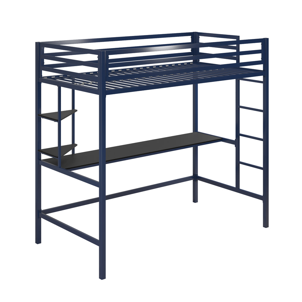 blue metal bunk bed