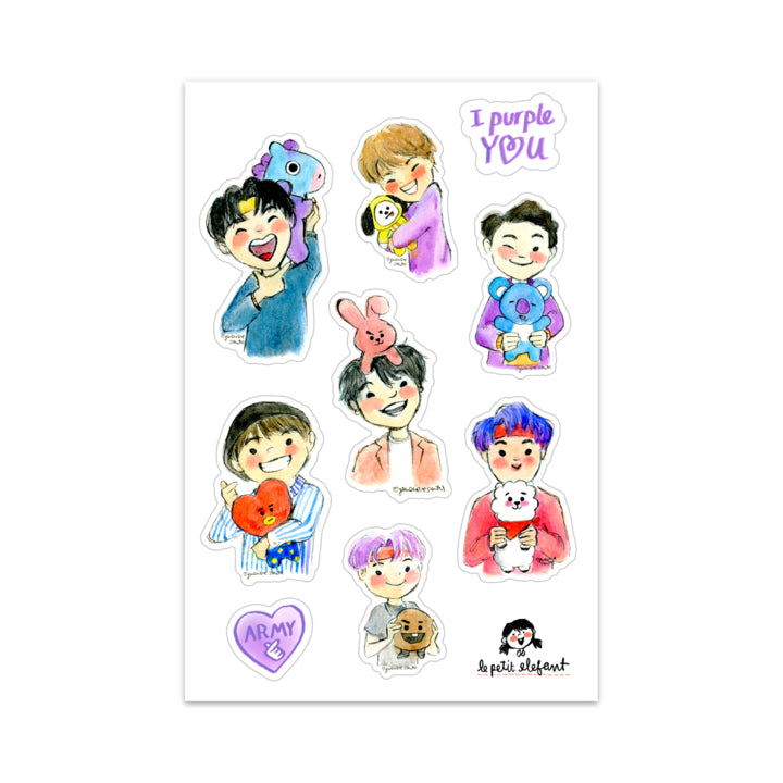 bts x bt21 sticker sheet le petit elefant