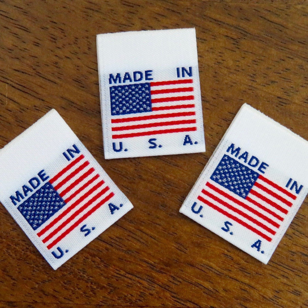 MADE IN USA FLAG Clothing Labels (White)