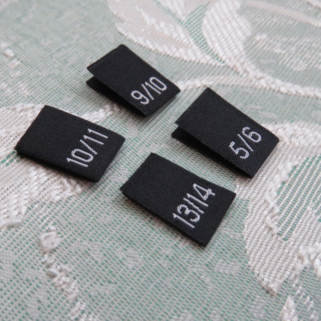 Clothing Size Labels - Black Woven Damask Size Labels 1/2~13/14 - Cruz ...