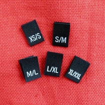 LOT 250 pcs WOVEN CLOTHING LABELS SIZE TAGS BLACK XS, S, M, L, XL (50pcs  each) : : Office Products