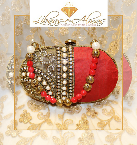 Indian Golden Handcrafted Royal Pearl Beaded Clutch Potli Bag, Wedding Purse.  Bridal Bag at best price in Sambhal