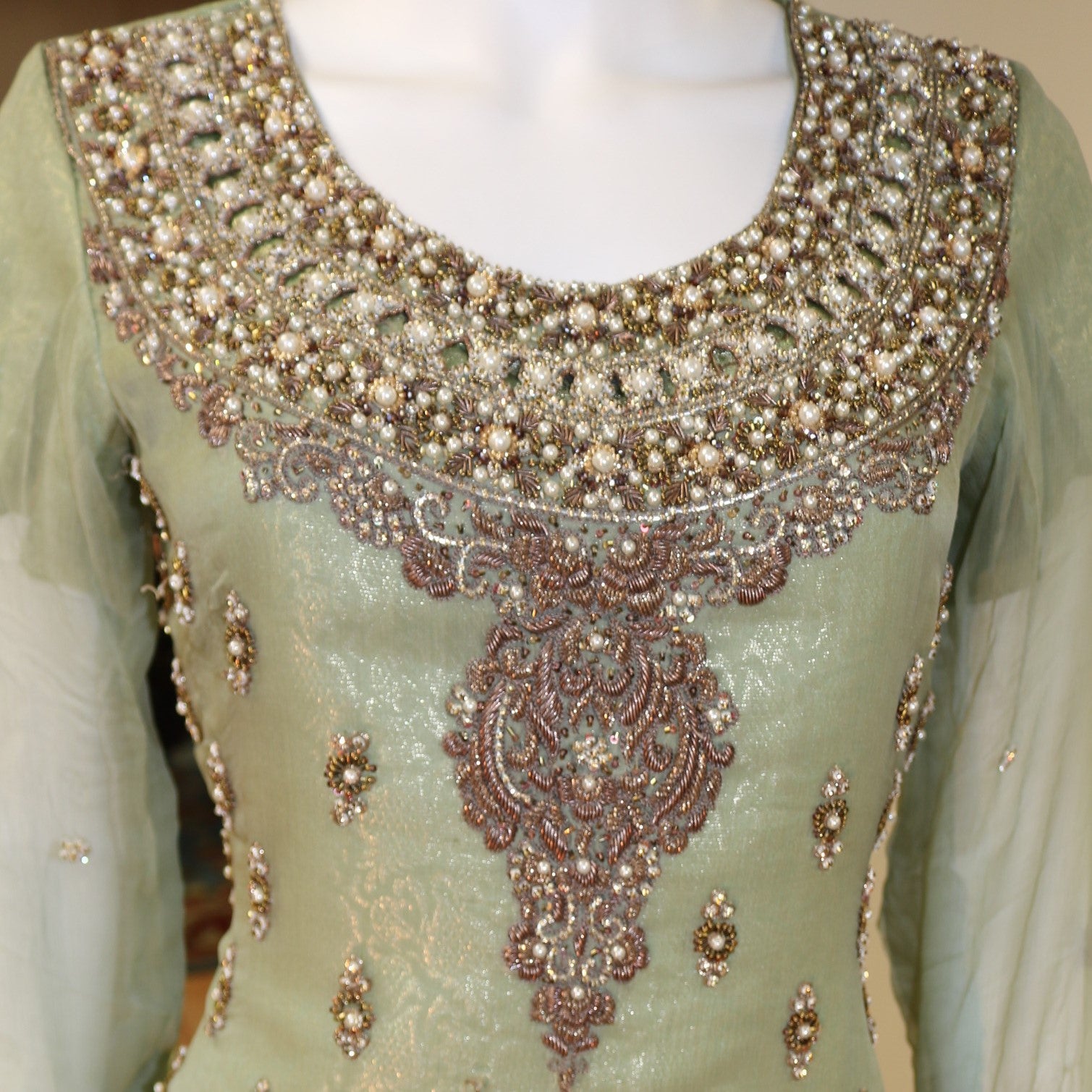 Emerald Green With Moti Dabka Salwar Kameez