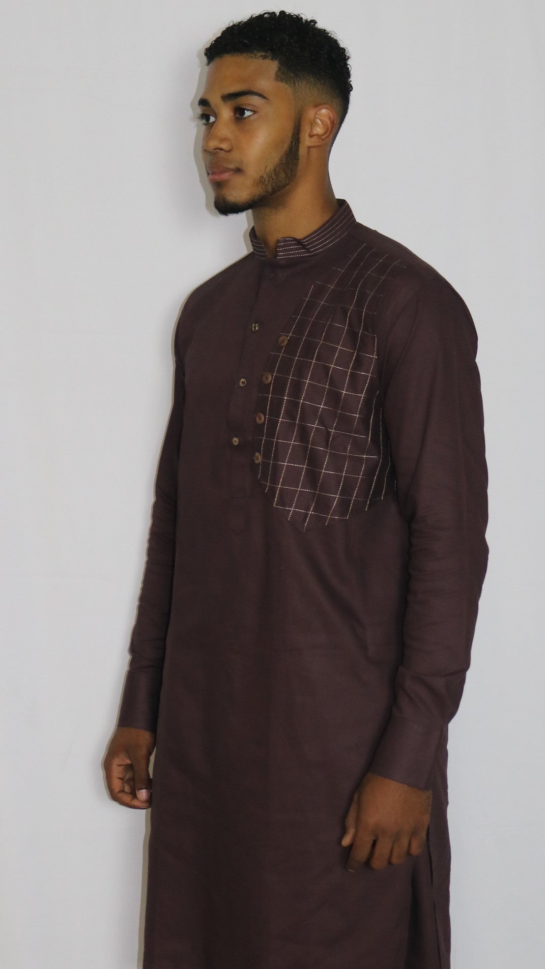 Burgundy Mens Shalwar Kameez with Embroidered Pattern