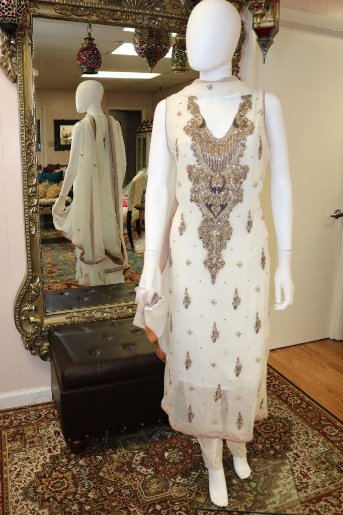 white chiffon salwar kameez