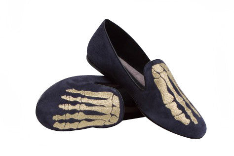 Jem Skull Slipper - Navy \u0026 Gold – Mara 