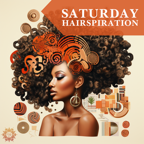 saturday hair inspired poster, in the style of african influence, realistic and hyper-detailed renderings, bold saturation innovator, explosive pigmentation, nature-inspired imagery, graphic illustration, inspirational