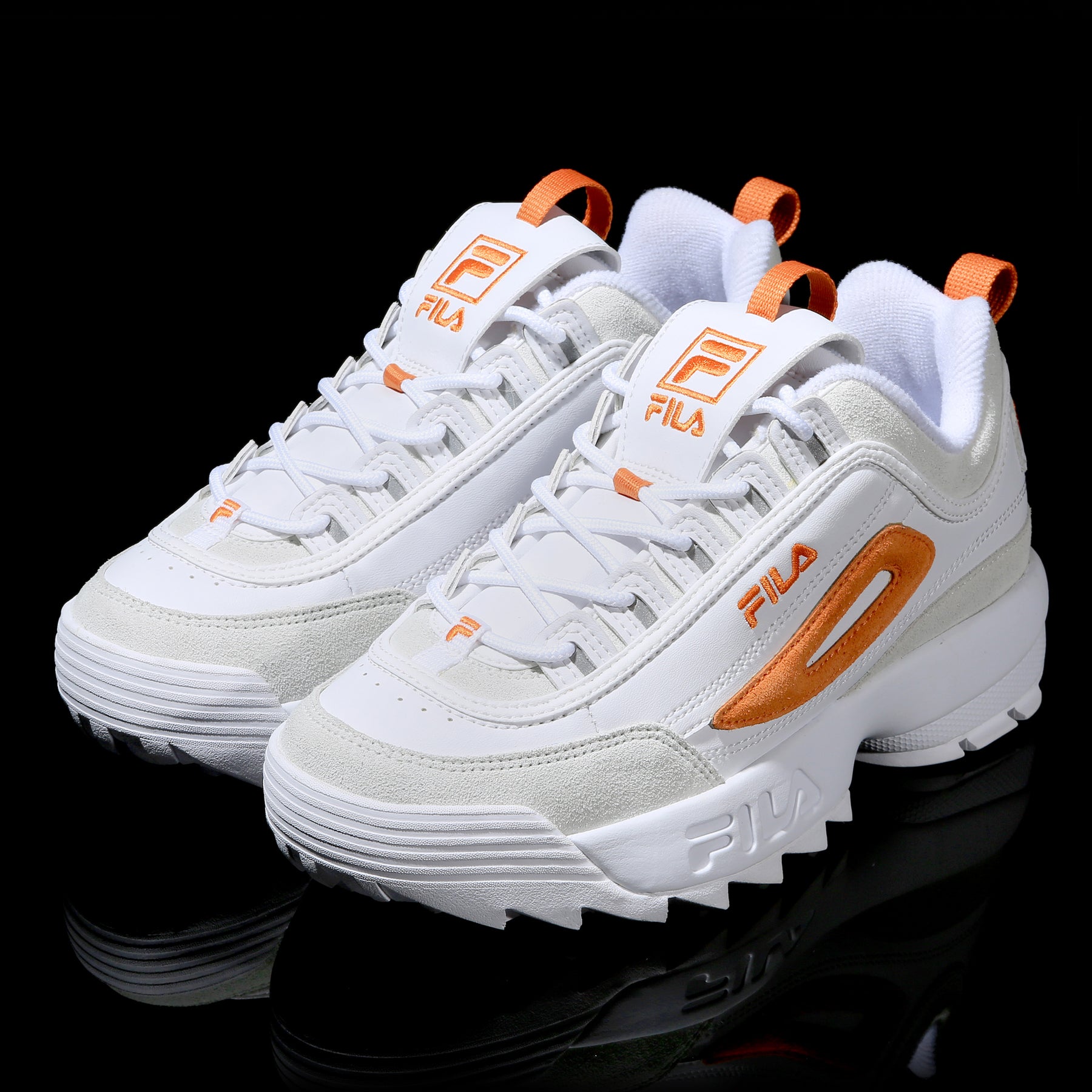 white and orange filas