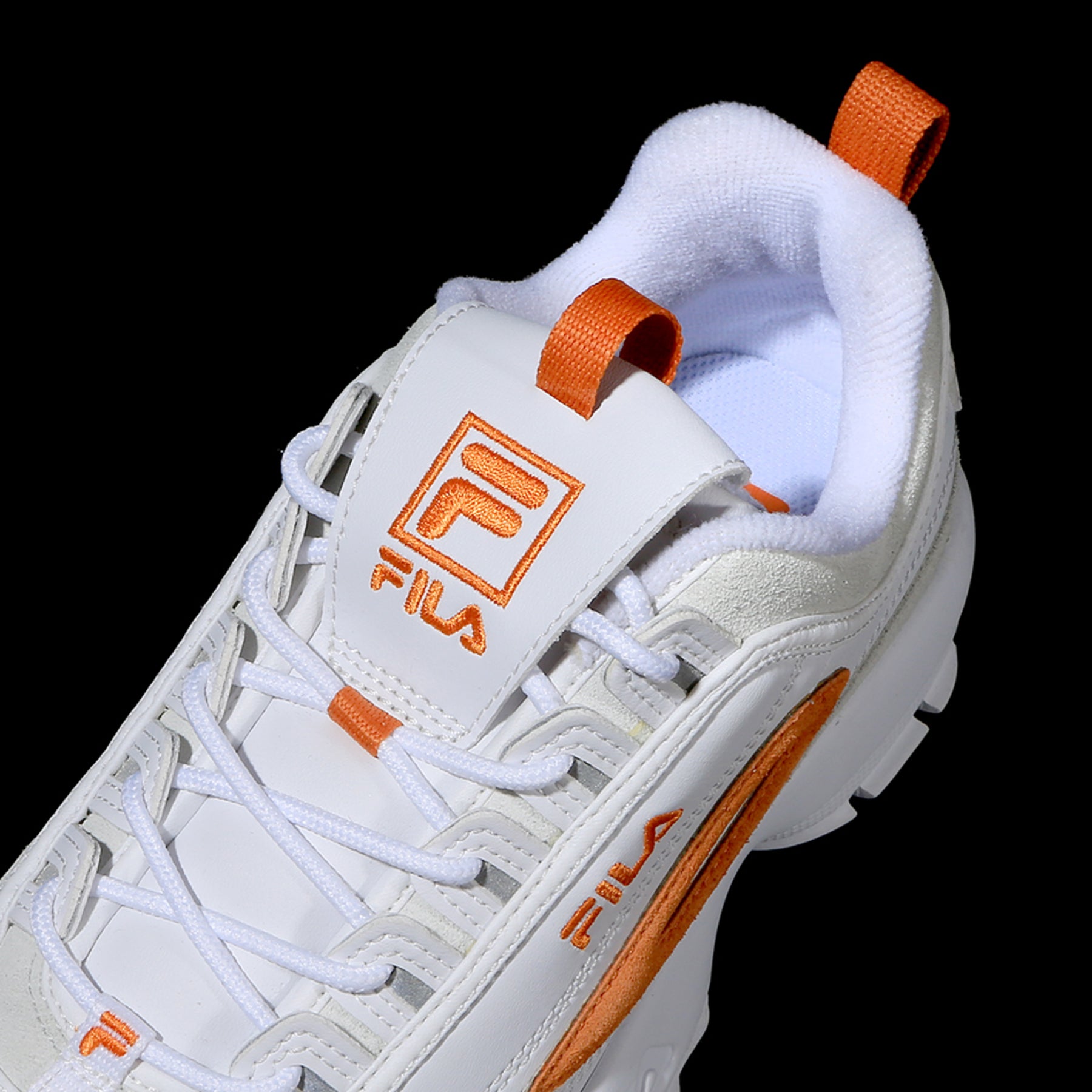 orange and white filas