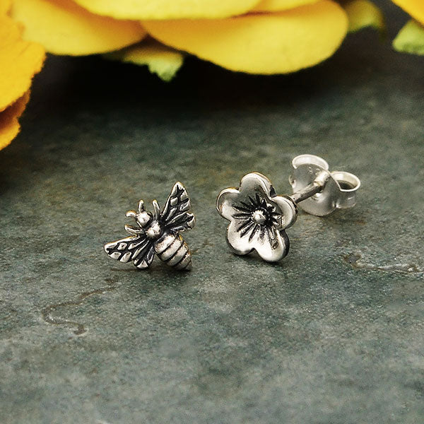 bee and flower earrings