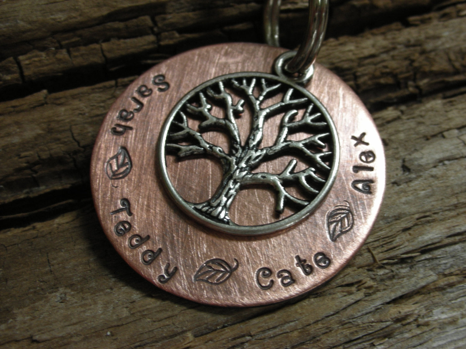 Family Tree Keychain-Custom Handstamped Keychain-Keepsake Family Tree Keychain-Mothers Day Gift-Customized Keychain